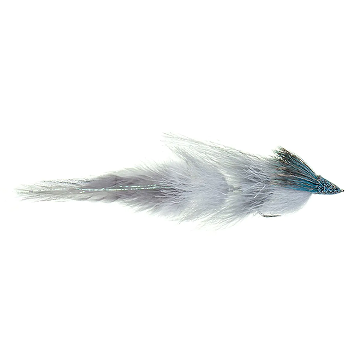 Fliegenfischerköder, Streamer-Fliege, Federköder, Weiß-grau, Angelköder mit Haken